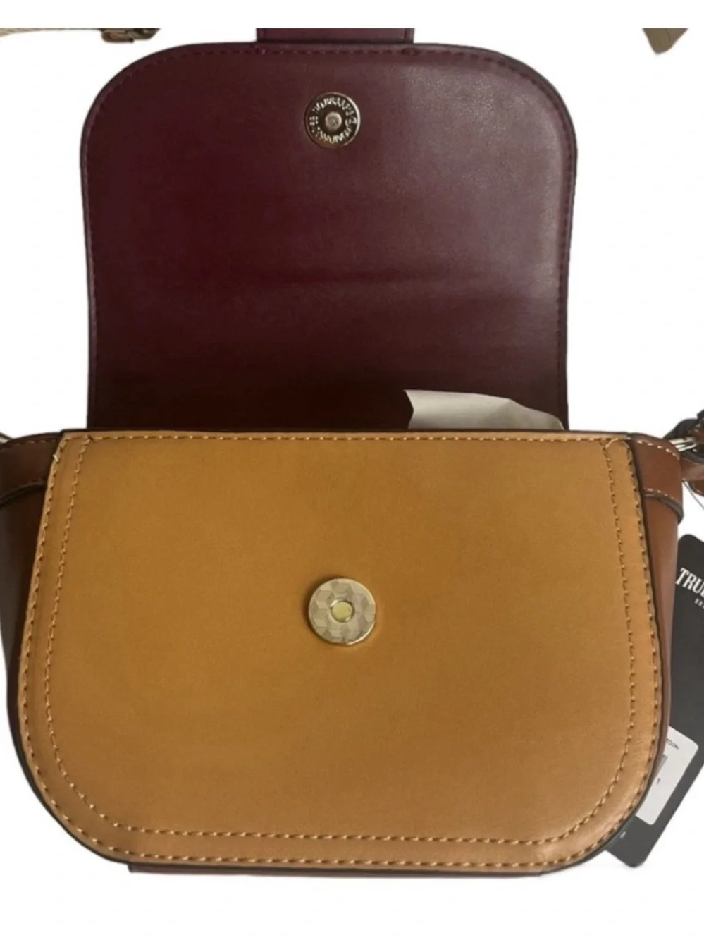 TRUE RELIGION Colorblock Crossbody Bag Gold Horseshoe Logo NWT